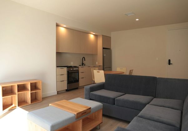 Interior of unit at Canfield Apartments showing living area