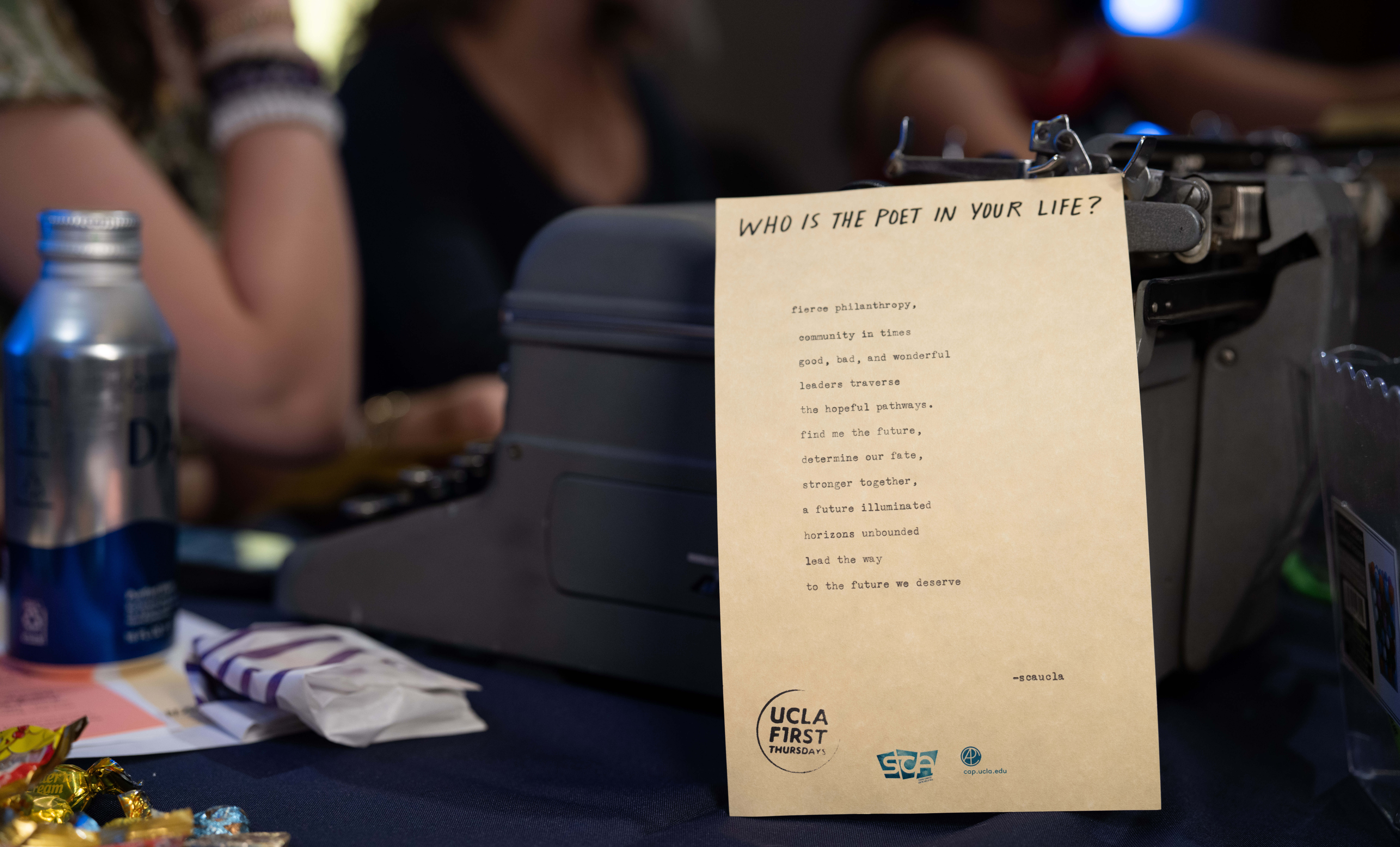 Paper with “Who is the poet in your life?” across the top and a typewritten poem