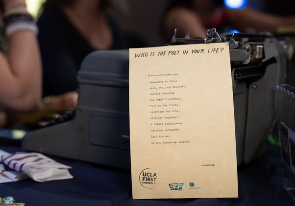 Paper with “Who is the poet in your life?” across the top and a typewritten poem