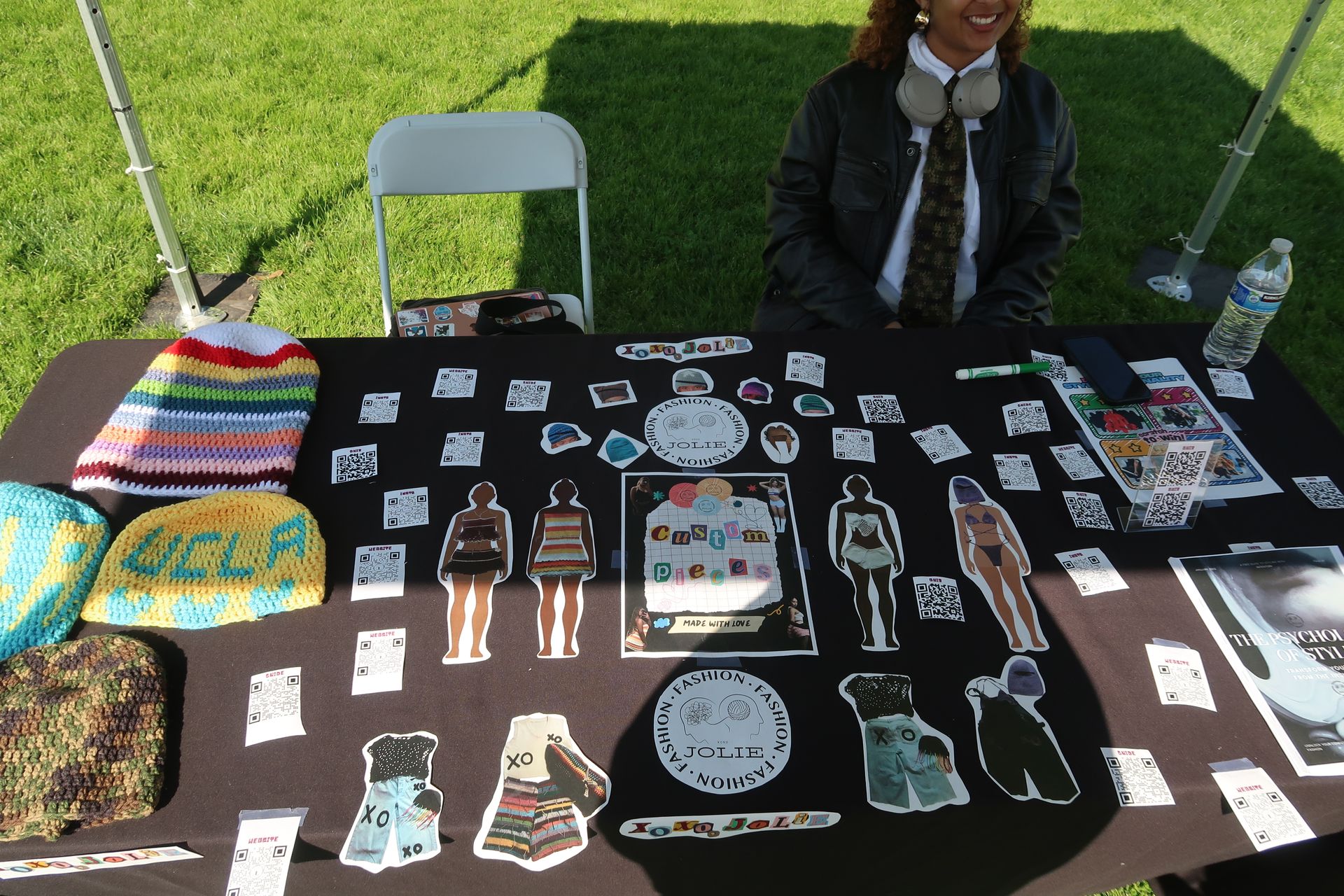 Joanna Gaudet staffs her market stall where she sells her handmade fashion pieces.