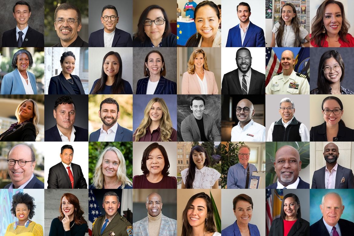 A grid of headshots featuring approximately 40 individuals recognized as the Bruin Excellence in Civil Service Awardees 2025.