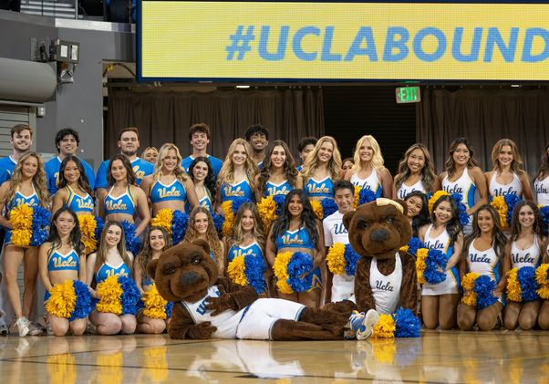Bruin-Day–Cheerleaders, Spirit Squad posing in Pauley
