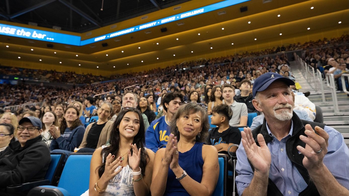 Bruin Day–Medium shot of jubilant crowd