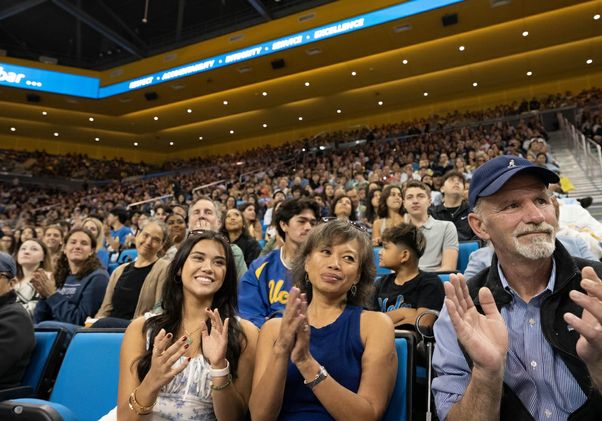 Bruin Day–Medium shot of jubilant crowd