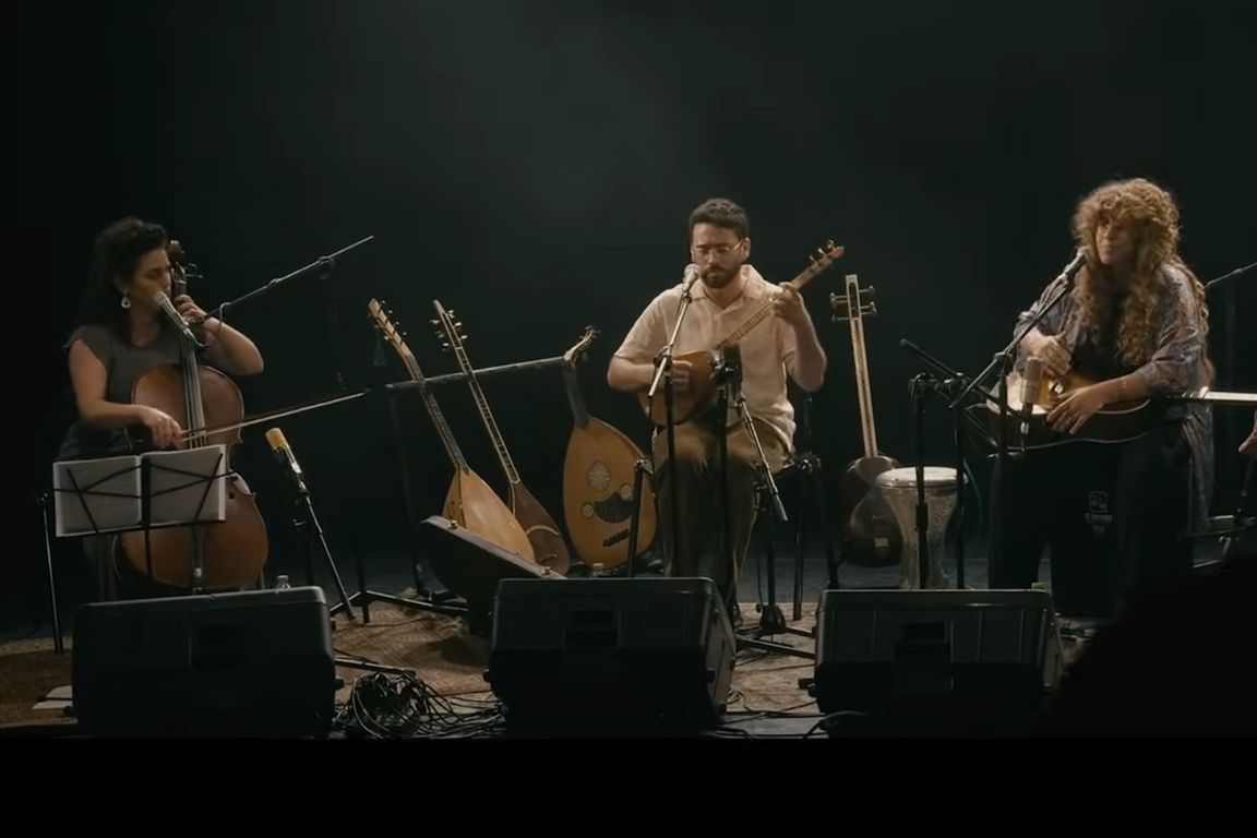 3 band members of Miqedem, a band from Tel Aviv, Israel, 
