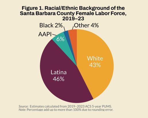A pie chart showing the racial and ethnic background of the labor force in Santa Barbara County