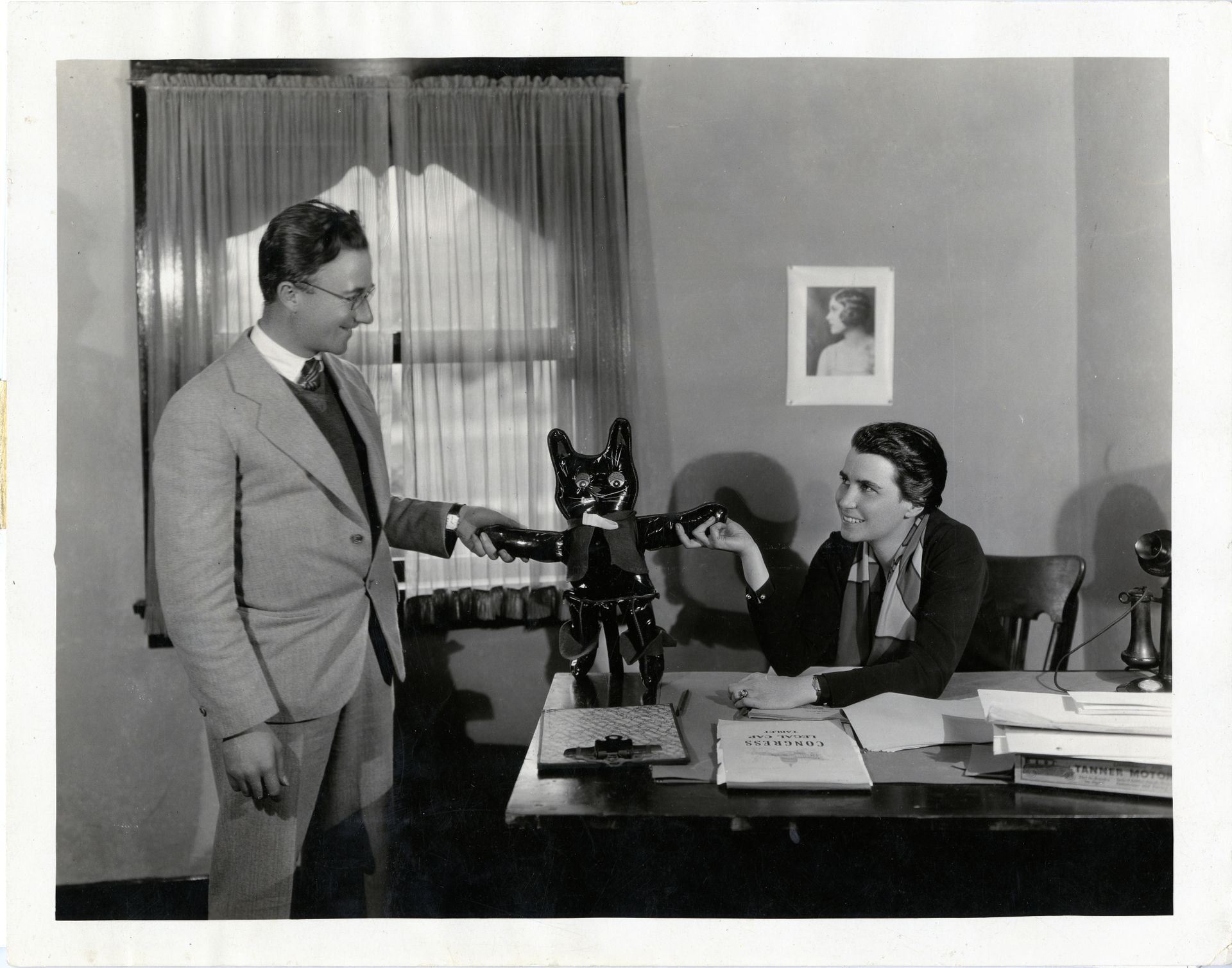 Director Dorothy Arzner in her office with assistant director Daniel Keefe