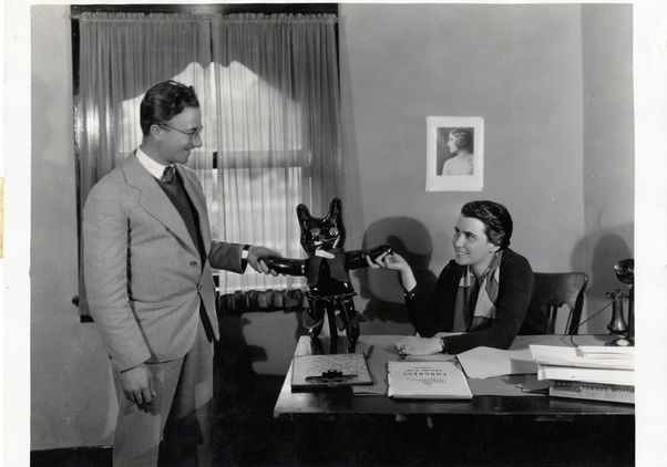Director Dorothy Arzner in her office with assistant director Daniel Keefe