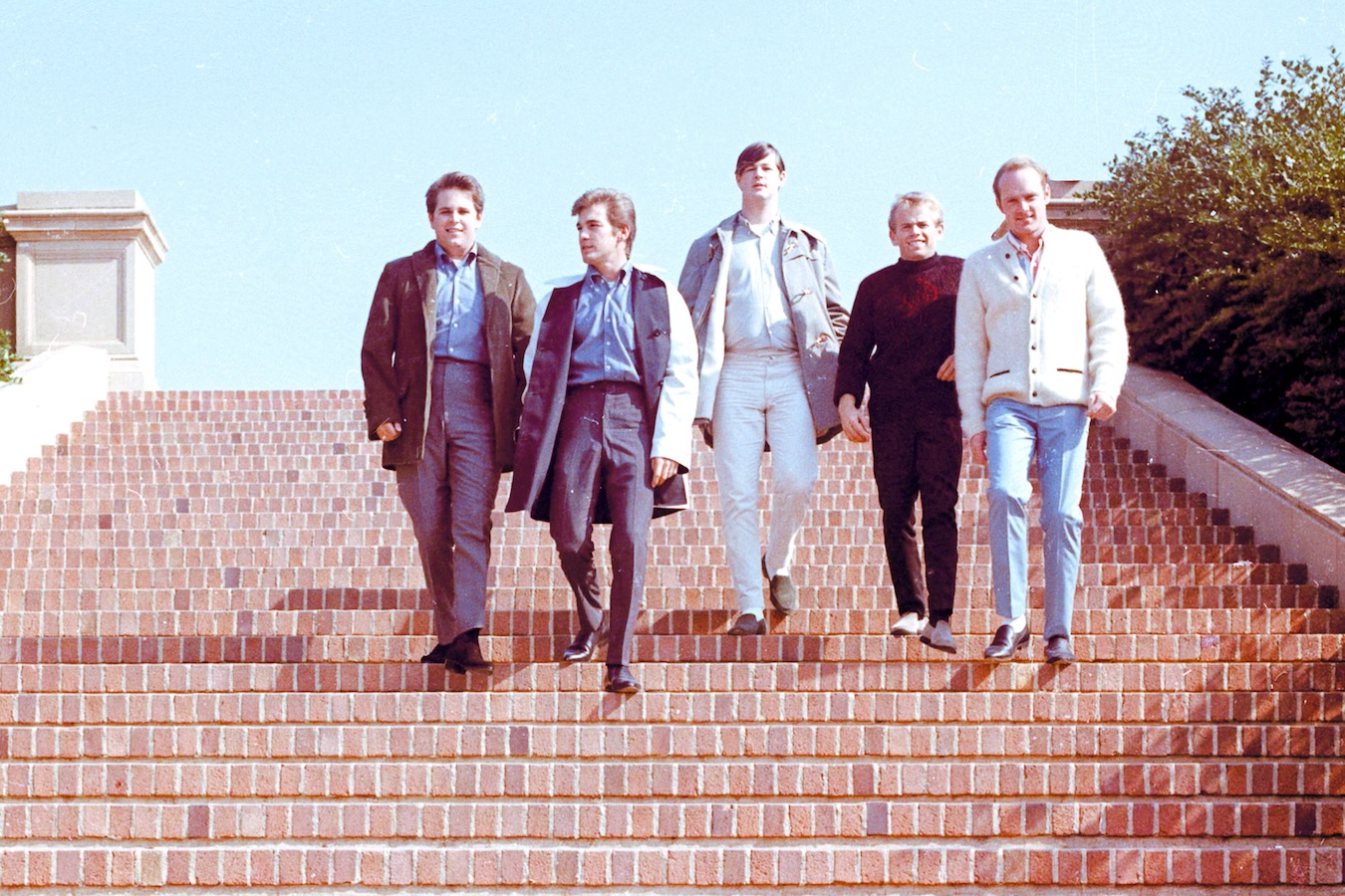 The Beach Boys walking down steps on UCLA campus