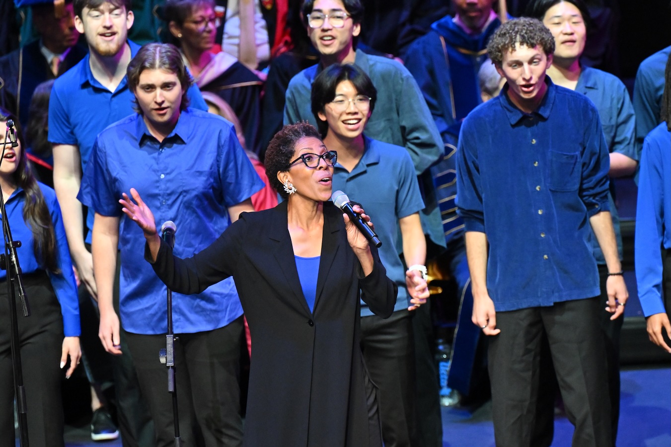 Diane White-Clayton, a lecturer in the department of ethnomusicology and director of the African American Music Ensemble performs her song “One by One” with members of the ensemble.  