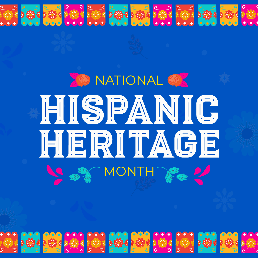 Hispanic Heritage Month blue graphic