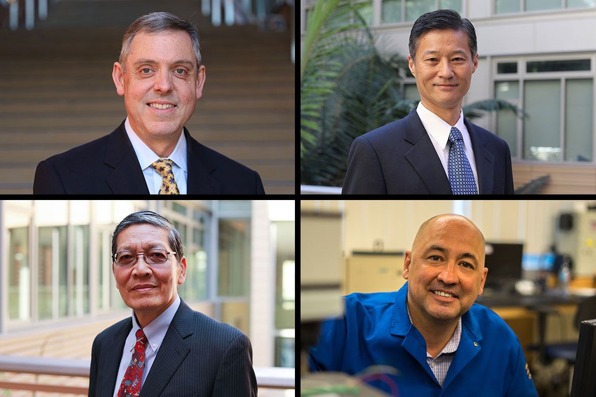 Top row L-R: Jonathan Stewart, C.K. Ken Yang | Bottom row L-R: Wentai Liu, Alexander Balandin