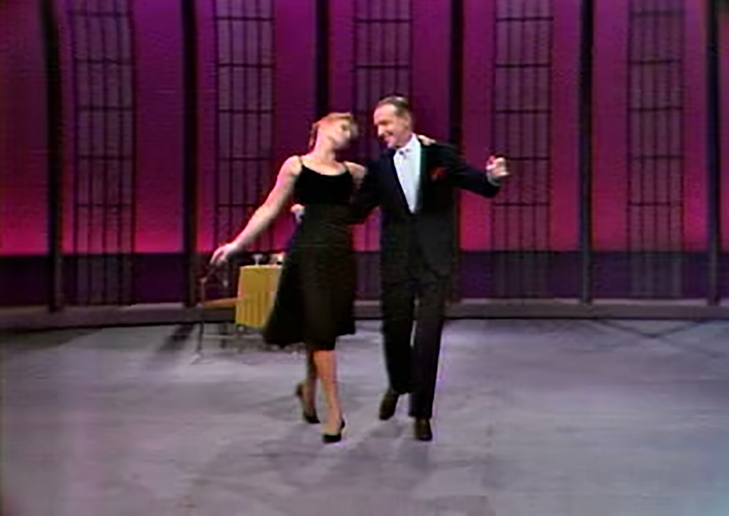 Screenshot of Fred Astaire, right, and woman dancing on TV show