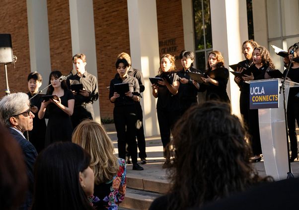Members of the UCLA Chamber Singers perform at one-year-anniversary of LA fires