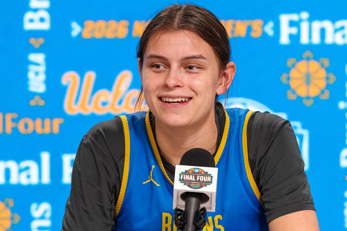 UCLA Bruins guard Gabriela Jaquez smiles during a media availability session at the 2026 NCAA Women's Final Four.