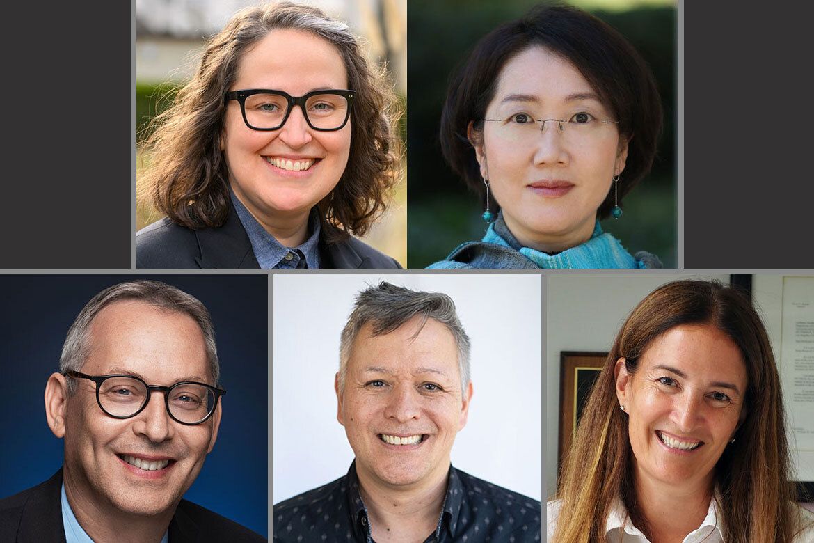 Collage featuring UCLA's five 2026 Guggenheim Fellows