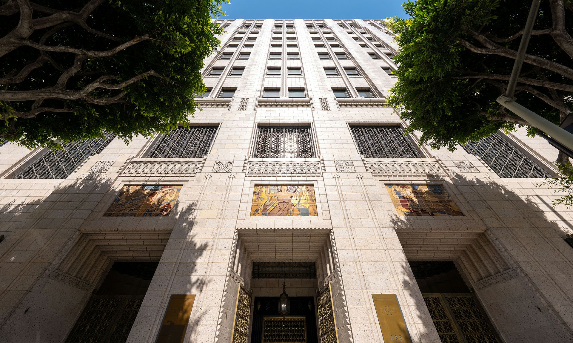 A low-angle view of the building that houses UCLA Downtown
