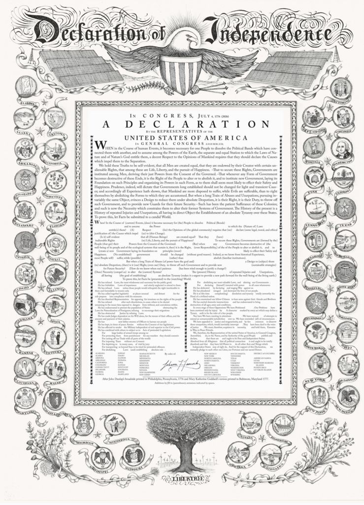 Johanna Drucker's "Re-Declaration Project," a contemporary reimagining of the Declaration of Independence