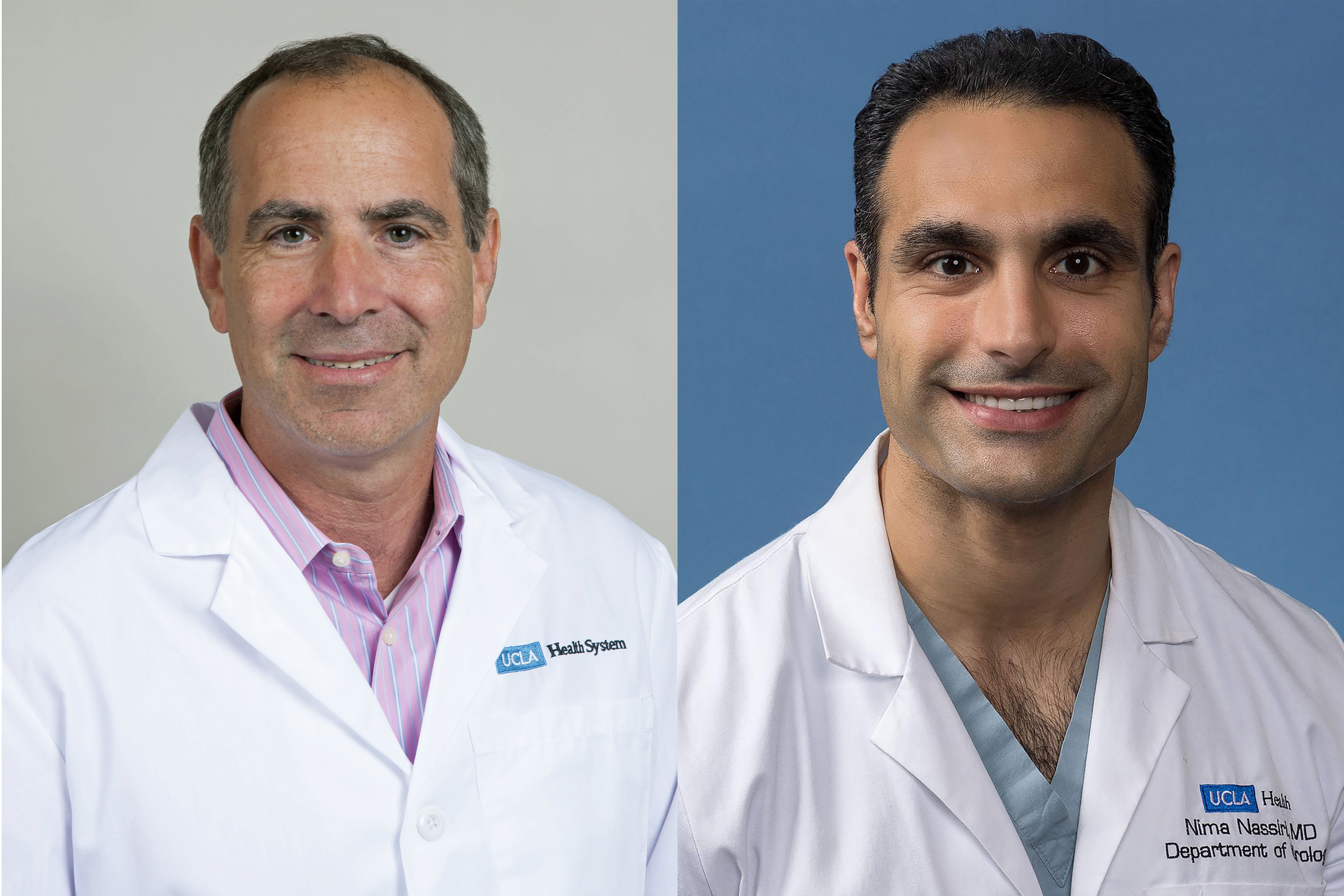 Head-and-shoulders photos of Robert Reiter, left, and Nima Nassiri, both wearing white coats.