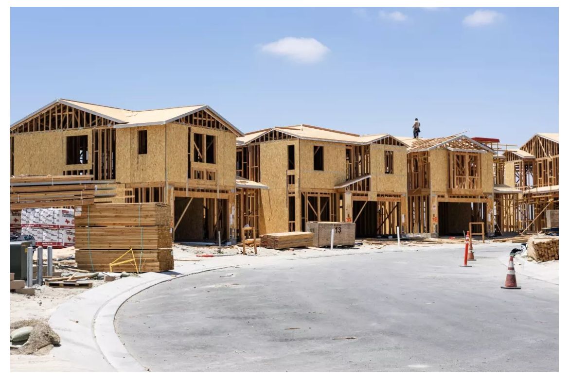 Homes are under construction at the Sand Canyon Village project in Santa Claritas Canyon Country neighborhood in June