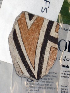 Pottery sherd from Lake Roberts Project in Southwestern New Mexico