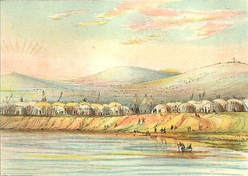 Plate 53 – “Riccaree Village” – George Catlin