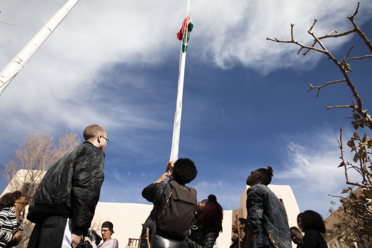 Raising the flag