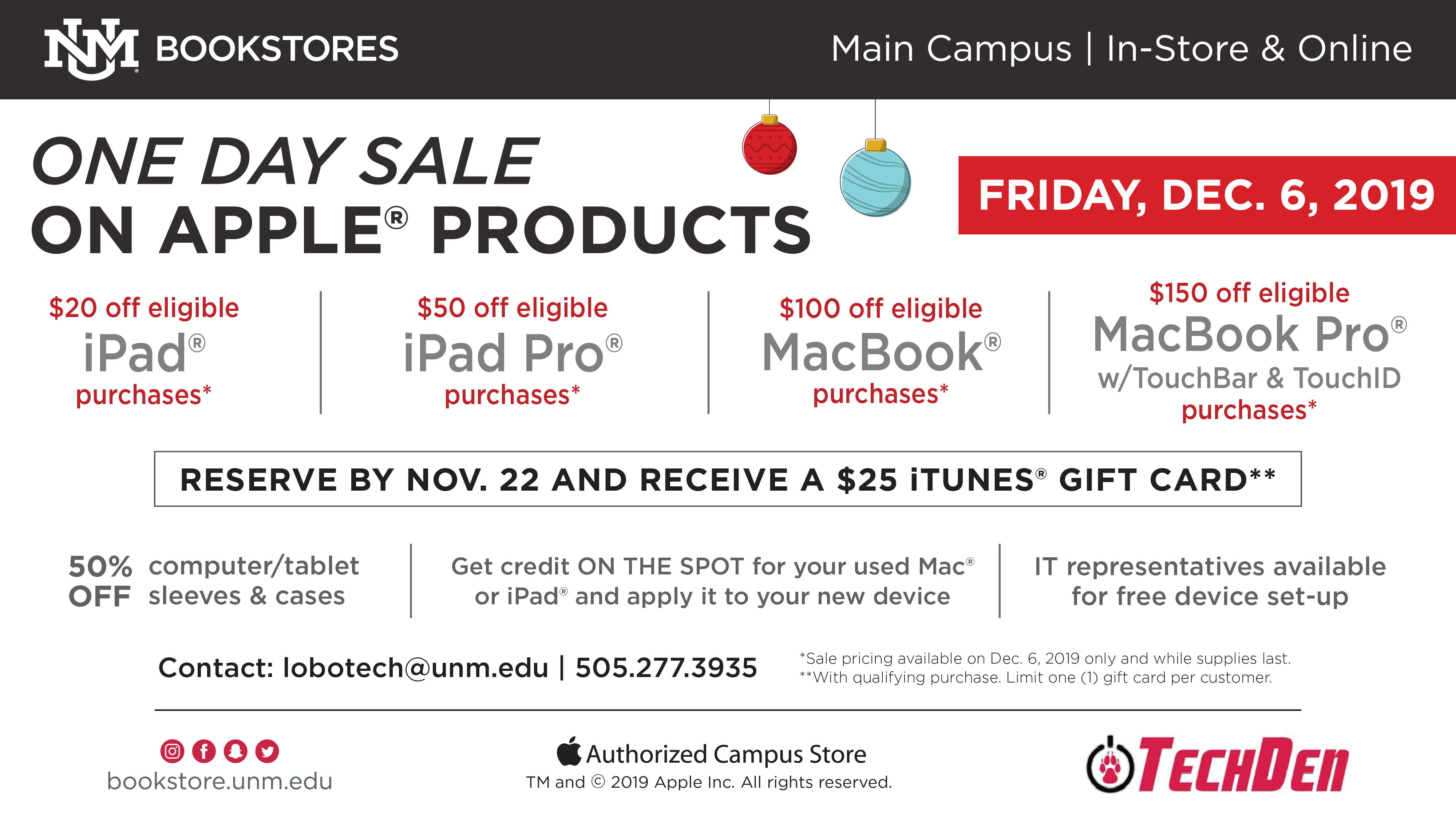 UNM Bookstores host Annual Holiday Sales event and Apple One Day Sale