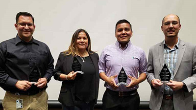 (l. to r.): PCA Advising Award winners - Daniel Noriega-Lucero, Michelle Lee, Daniel Begay and Brian Ferguson. PCA Group