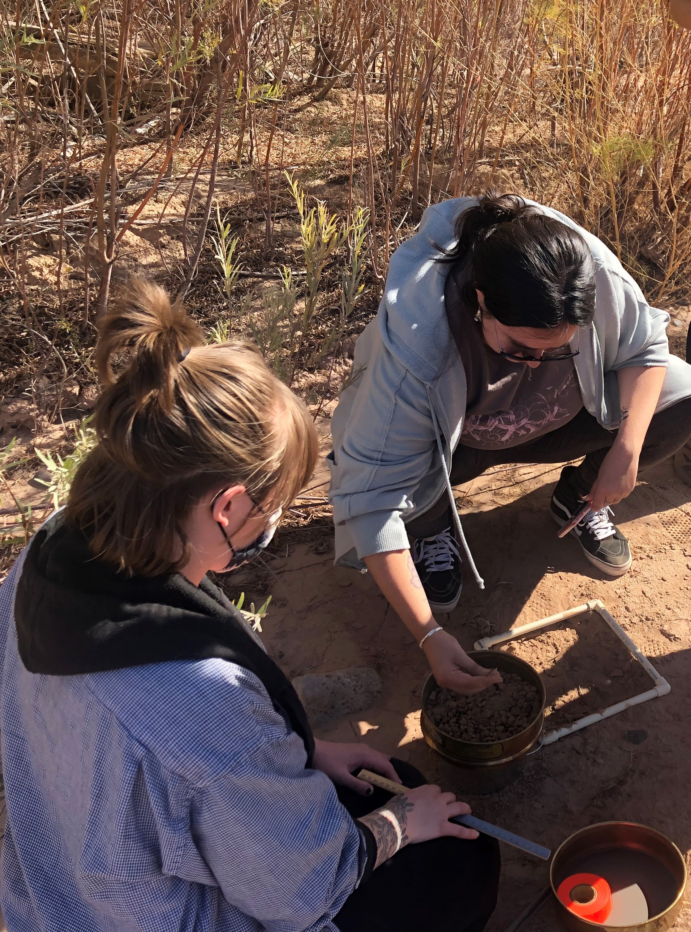 Students gather samples in the field as part of the Water in Earth Systems course in the Department of Earth and Planetary Sciences. Students gather