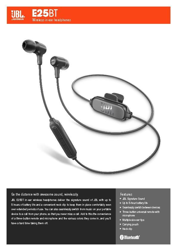 JBL E25BT_Spec Sheet EN
