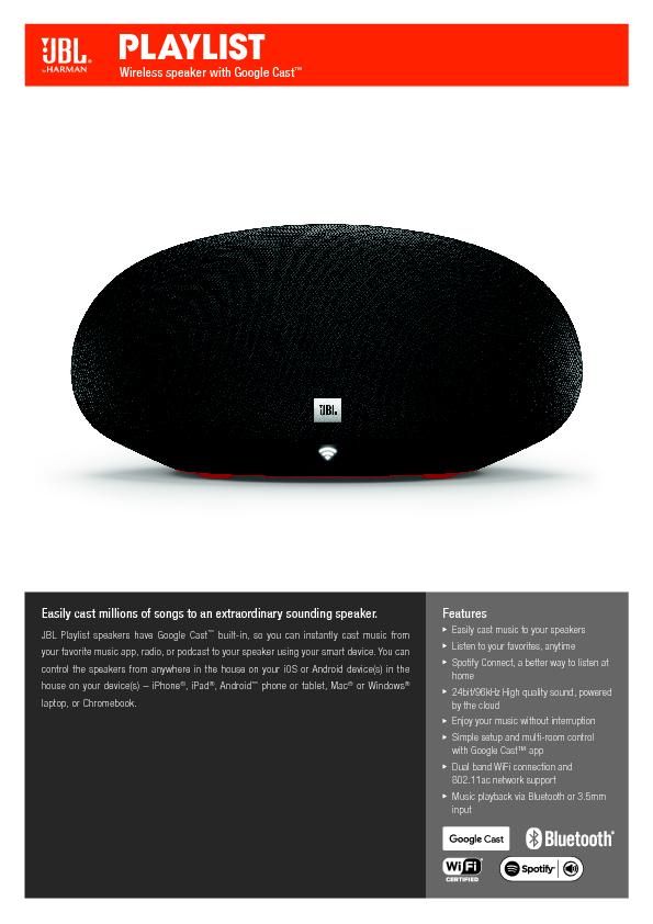 JBL Playlist_Spec Sheet EN