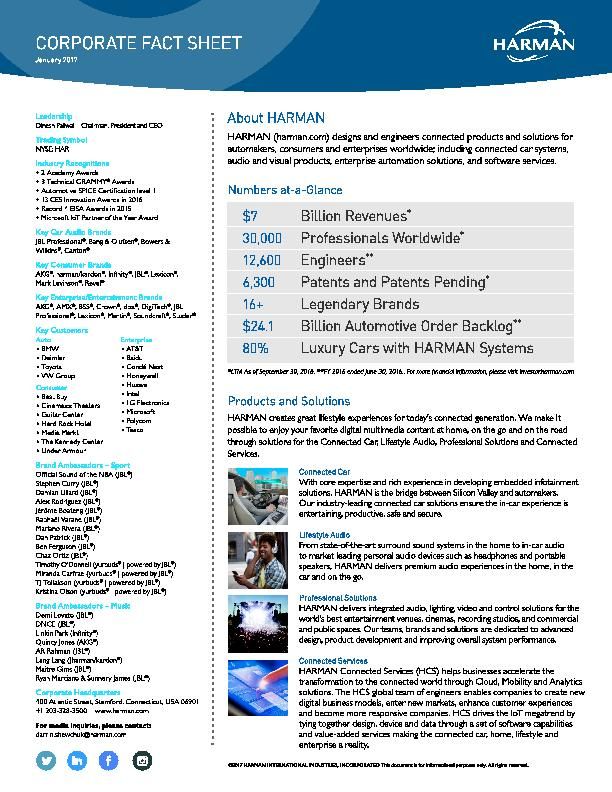 HARMAN_CORP_FACTSHEET