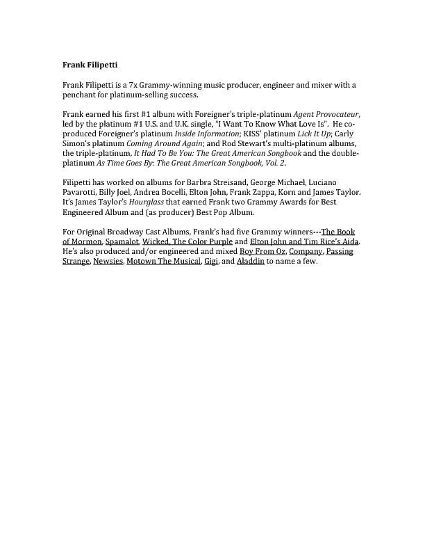 Frank Filipetti Bio