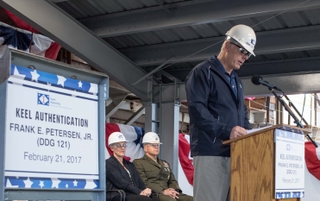 Brian Cuccias at DDG 121 keel authentication ceremony.