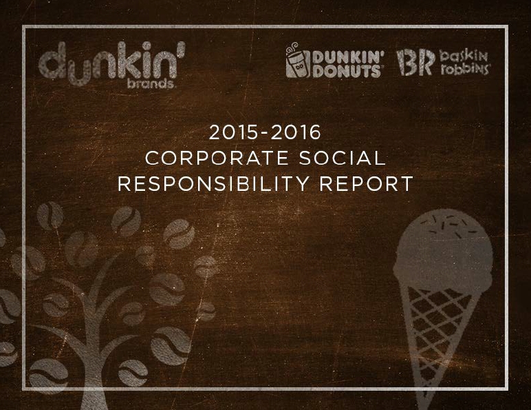 Dunkin’ Brands Releases 201516 Corporate Social Responsibility Report