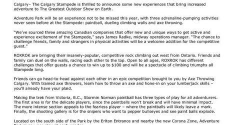 Adventure Park and Corona Zone - media release