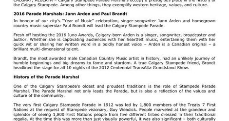 2016 Parade Marshals and History