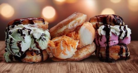 Hot Icecream Donut Sandwhiches