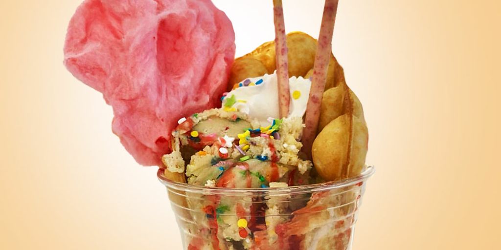 Bubble Waffle Cookie Dough Cup