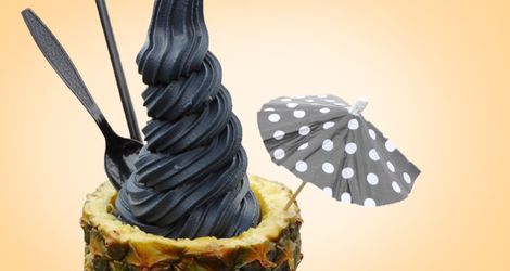 Charcoal Ice Cream Pineapple