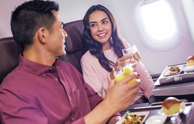 A321 First Class Couple with Meal and Cocktail