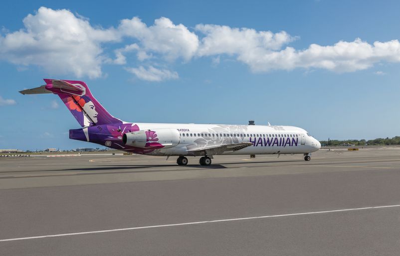 One of our Boeing 717 aircraft waiting for takeoff in Honolulu. B717 on Runway