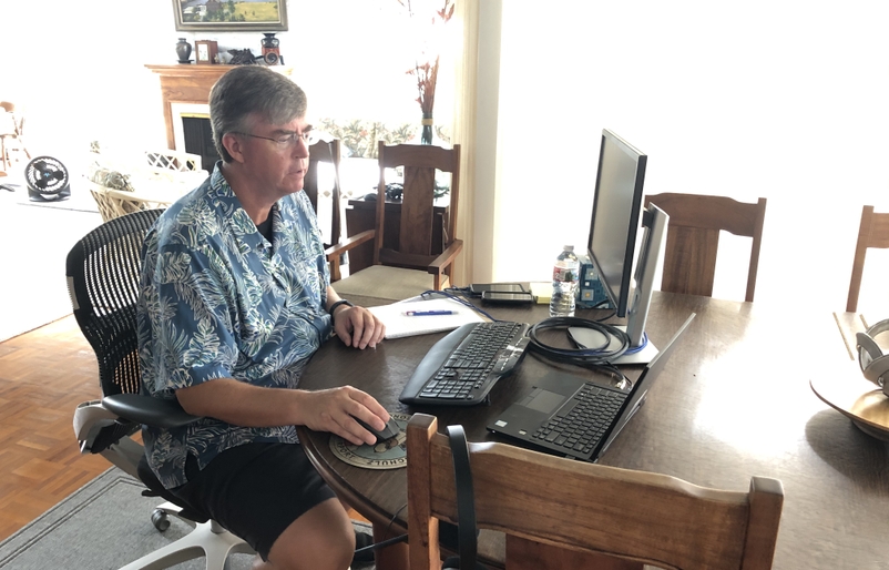 Bob Westgate currently manages his 16 team members from his home office. IMG_7221