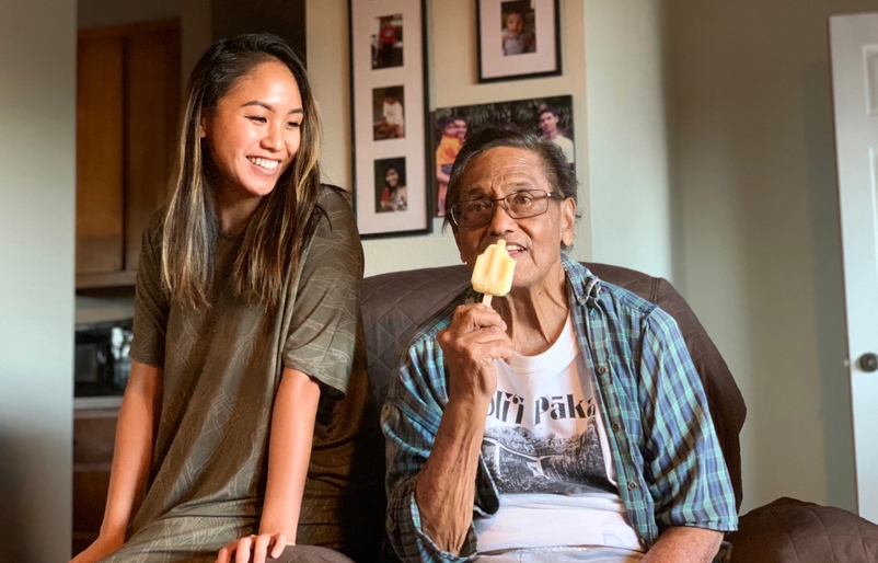 Kahoʻohanohano returns to Hilo to visit her ʻohana, including her Papa, as often as she can. To her, ʻohana, work and community are the biggest support systems that fuel her passion for the language and culture. B4C0C2CF-AD4C-4BAD-9AC0-B4274CF2F79B