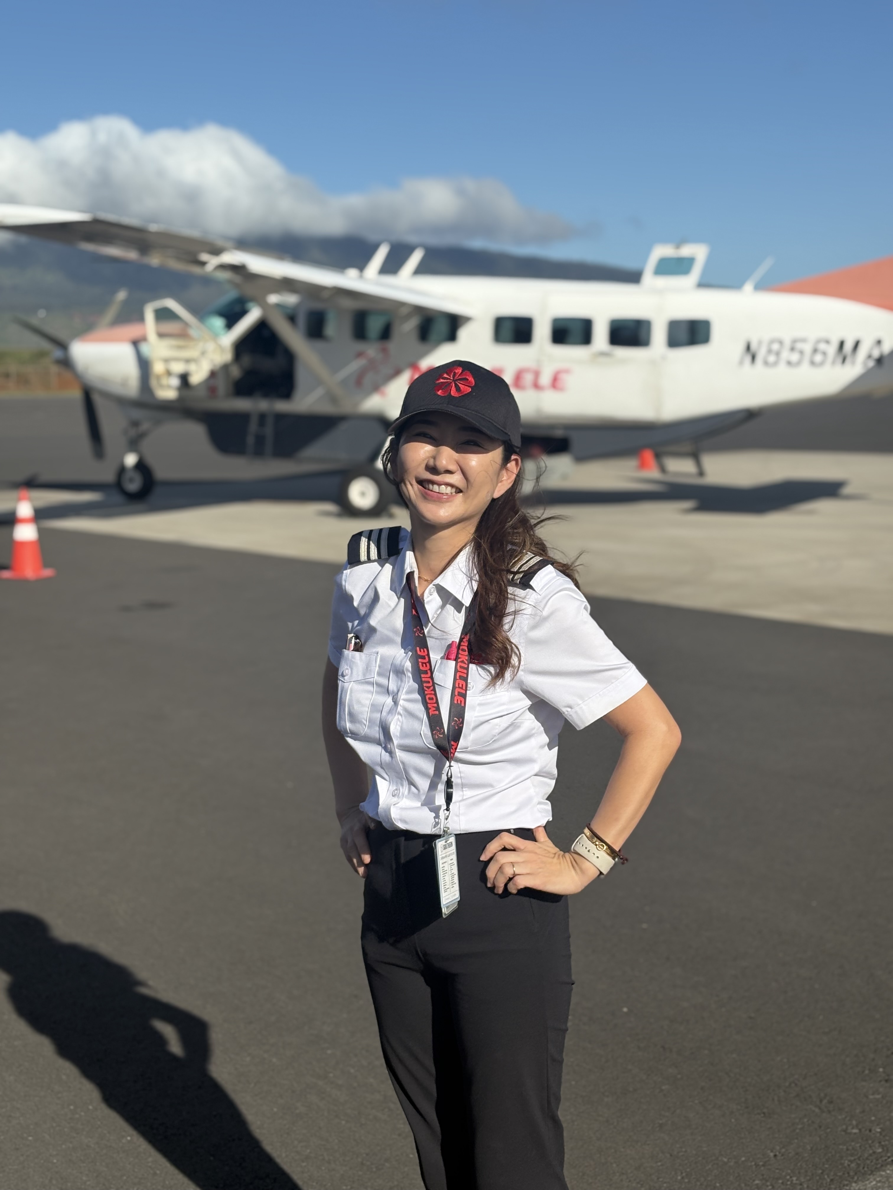Nissle is building up her flight hours with Mokulele Airlines, a small regional carrier operating within the Hawaiian Islands. Yuka