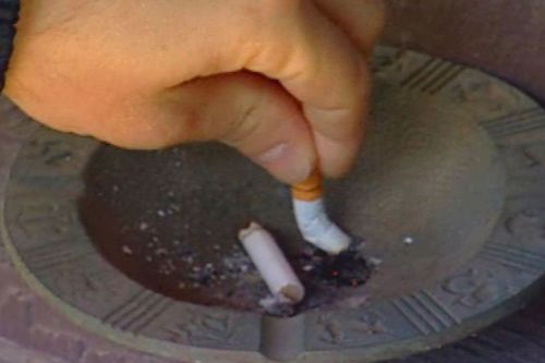 Extinguishing a cigarette.copyright American Heart Association
