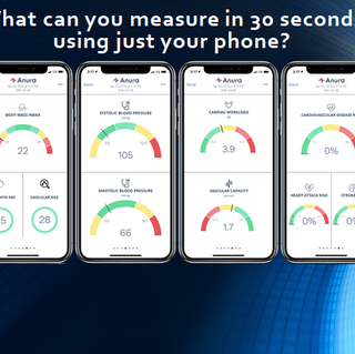 After each 30 second face scan the app shows results for the user's stress index, body mass, blood pressure, cardiac work load, heart and stroke risk, and then gives an overall health score.&nbsp;photo copyright&nbsp;Kang LeeApp devleoper: NuraLogix