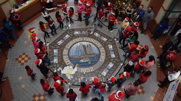 Carolers from Kostoryz Elementary at City Hall