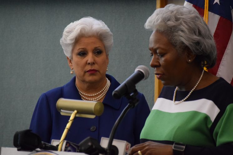 Mayor Nelda Martinez and Deputy City Manager Margie Rose Address the Media